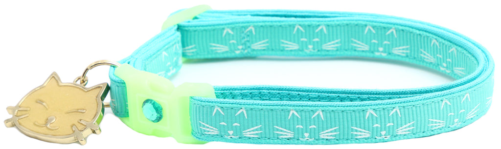 Glowing Cat Faces Breakaway Cat Collar
