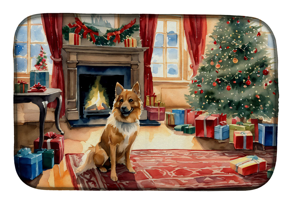 Finnish Spitz Cozy Christmas Dish Drying Mat